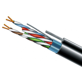 Cat. 5e F/UTP PE 4х2х24 AWG + S. M. трос (к)(72113) бухта 500м. Кабель вита пара ЗЗКМ (FTP мідь вуличний із тросом) - Інтернет-магазин спільних покупок ToGether