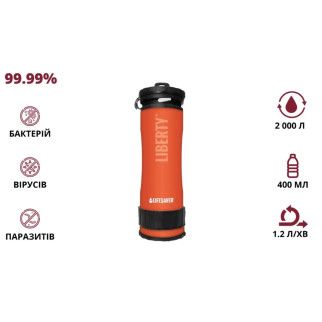 LifeSaver Liberty Orange Портативна пляшка для очищення води - Інтернет-магазин спільних покупок ToGether