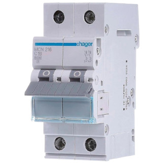 Hager MCN216 Автоматичний вимикач 2P 6kA C-16A 2M - Інтернет-магазин спільних покупок ToGether
