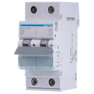 Hager MCN263 Автоматичний вимикач 2P 6kA C-63A 2M - Інтернет-магазин спільних покупок ToGether