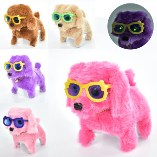 М'яка іграшка собака, окуляри, 16см, рухає головою, звук, ходить, рухає хвостом, 5 кольорів, на бат-ці, 16-13-9см /48/ | MP2329 - Інтернет-магазин спільних покупок ToGether