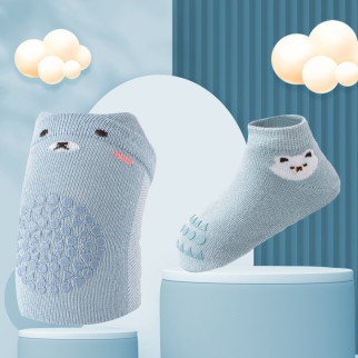 Нековзні дитячі шкарпетки та наколінники для повзання Ведмежа Блакитні 1-3 роки - Інтернет-магазин спільних покупок ToGether