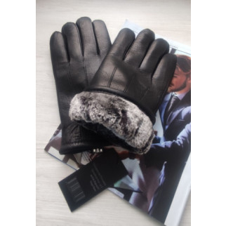 Теплі чоловічі шкіряні рукавички з оленячої шкіри, підкладка хутро black - Інтернет-магазин спільних покупок ToGether
