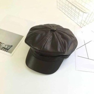 Жіночий бере-кепка з козирком з штучної шкіри Чорний - Інтернет-магазин спільних покупок ToGether