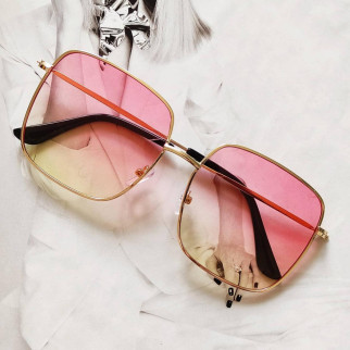 Жіночі окуляри великий квадрат рожевий з жовтим - Інтернет-магазин спільних покупок ToGether