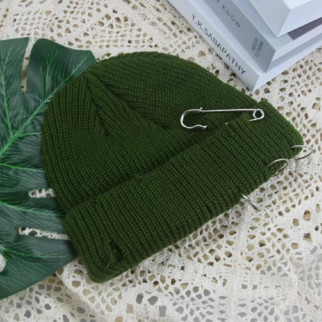 Коротка рвана шапка міні біні з шпилькою болотний - Інтернет-магазин спільних покупок ToGether