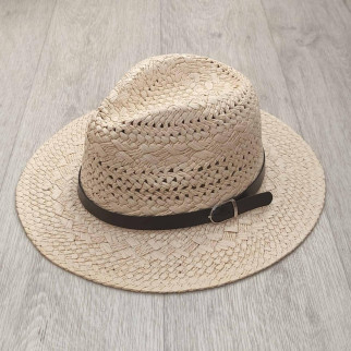 Дорослий літній солом'яний капелюх Федора  беж з ремінцем  56-58р (670) - Інтернет-магазин спільних покупок ToGether