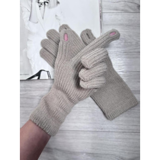 В'язані теплі рукавички довгі Сіро-бежевий (3532) - Інтернет-магазин спільних покупок ToGether