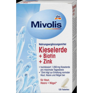 Вітаміни Міволіс для волосся, шкіри, нігтів "Кремній + Біотин + Цинк" Mivolis Kieselerde + Biotin + Zink, 120 шт. - Інтернет-магазин спільних покупок ToGether