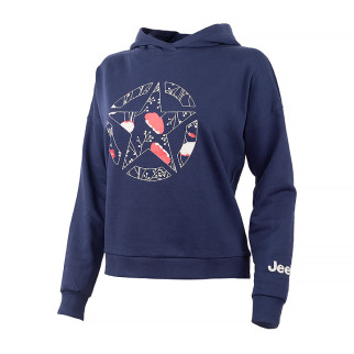 Жіноче Худі JEEP HOODED CROPPED SWEATSHIRT STAR Botanical Print Синій XS (O102607-A184 XS) - Інтернет-магазин спільних покупок ToGether