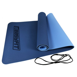 Килимок для йоги та фітнесу EasyFit TPE+TC 6мм двошаровий синій-блакитний - Інтернет-магазин спільних покупок ToGether