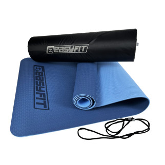 Килимок для йоги та фітнеса EasyFit TPE+TC 6мм двошаровий + Чохол синій з блакитним - Інтернет-магазин спільних покупок ToGether