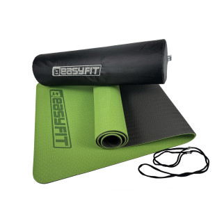 Килимок для йоги та фітнеса EasyFit TPE+TC 6мм двошаровий + Чохол зелений з чорним - Інтернет-магазин спільних покупок ToGether