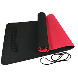 Килимок для йоги та фітнесу EasyFit TPE+TC 6мм двошаровий чорний-червоний - Інтернет-магазин спільних покупок ToGether