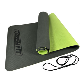 Килимок для йоги та фітнесу EasyFit TPE+TC 6мм двошаровий чорно-зелений - Інтернет-магазин спільних покупок ToGether