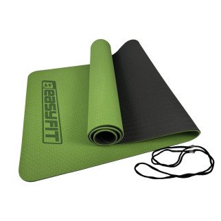 Килимок для йоги та фітнесу EasyFit TPE+TC 6мм двошаровий зелений-чорний - Інтернет-магазин спільних покупок ToGether