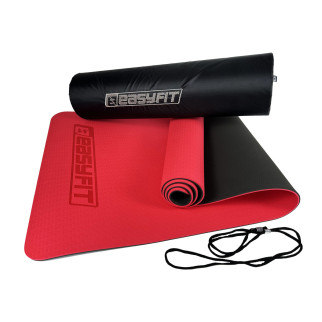 Килимок для йоги та фітнеса EasyFit TPE+TC 6мм двошаровий + Чохол червоний з чорним - Інтернет-магазин спільних покупок ToGether