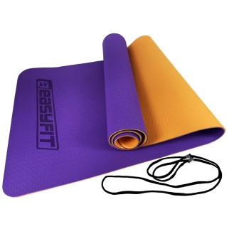 Килимок для йоги та фітнесу EasyFit TPE+TC 6мм двошаровий фіолетовий-помаранчевий - Інтернет-магазин спільних покупок ToGether
