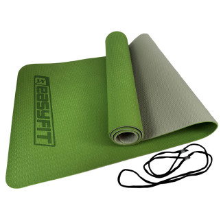 Килимок для йоги та фітнесу EasyFit TPE+TC 6мм двошаровий зелений-сірий - Інтернет-магазин спільних покупок ToGether