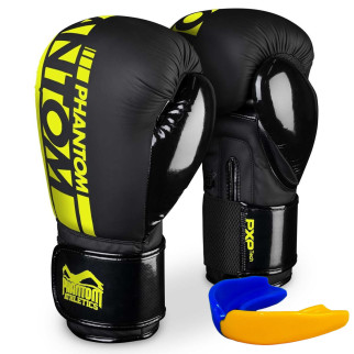 Боксерські рукавиці Phantom APEX Elastic Neon Black/Yellow 10 унцій (капа в подарунок) - Інтернет-магазин спільних покупок ToGether