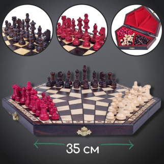 Середні потрійні шахи дерев'яні подарункові для трьох 35 на 35 см MADON TROJKI (163) - Інтернет-магазин спільних покупок ToGether
