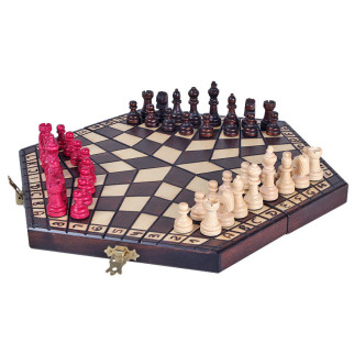 Потрійні шахи дерев'яні подарункові Трійка шахова дошка на трьох 27,5 на 27,5 см MADON TROJKI (164) - Інтернет-магазин спільних покупок ToGether