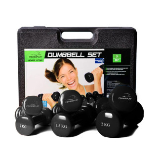 Набір гантелей в кейсі 9 кг. PowerPlay 4121 Fitness Dumbells (2шт.*1кг. 2шт.*1,5кг. 2шт.*2кг.) - Інтернет-магазин спільних покупок ToGether