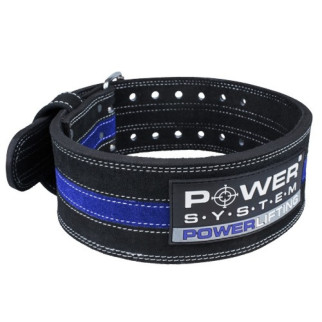 Пояс для пауерліфтингу Power System PS-3800  PowerLifting шкіряний Black/Blue Line L - Інтернет-магазин спільних покупок ToGether