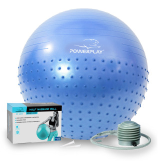 М'яч для фітнесу (фітбол) напівмасажний PowerPlay 4003 Ø65 cm Gymball  Синій + помпа - Інтернет-магазин спільних покупок ToGether