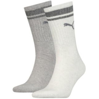 Шкарпетки Puma Unisex Crew Regular Stripe 2-pack 43-46 white/gray 261058001-002 - Інтернет-магазин спільних покупок ToGether