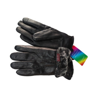 Чоловічі шкіряні рукавички зимові, хутро, чорні - Інтернет-магазин спільних покупок ToGether
