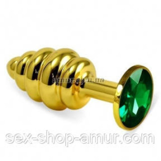 Анальний корок Gold Spiral Green, золотистий - Інтернет-магазин спільних покупок ToGether