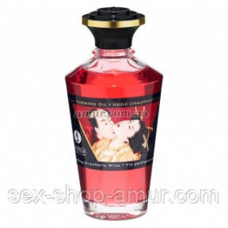 Розігрівальна олія Shunga Aphrodisiac Warming Oil — Sparkling Strawberry Wine (100 мл) - Інтернет-магазин спільних покупок ToGether