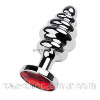 Анальний корок Silver anal plug with red gem - Інтернет-магазин спільних покупок ToGether