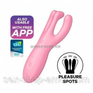 Кліторальний смарт вібратор Satisfyer Threesome 4, рожевий, з трьома пальчиками - Інтернет-магазин спільних покупок ToGether
