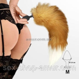 Силіконова анальна пробка з хвостом із натурального хутра Art of Sex, Foxy fox, M - Інтернет-магазин спільних покупок ToGether