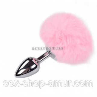 Металева анальна пробка Крихітний хвостик Alive Fluffly Plug, L, рожева - Інтернет-магазин спільних покупок ToGether