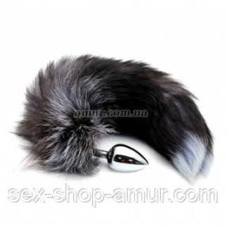 Металевий анальний корок Лисий хвіст Alive Black And White Fox Tail S - Інтернет-магазин спільних покупок ToGether