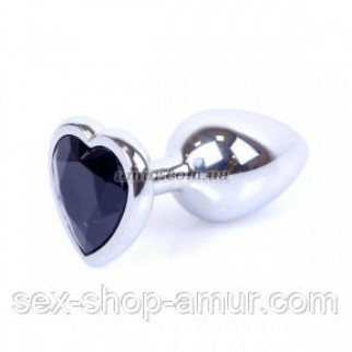 Анальний корок Jewellery Silver Heart з чорним кристалом у формі серця - Інтернет-магазин спільних покупок ToGether