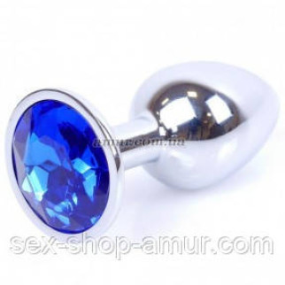 Анальний корок Jewellery Silver із синім кристалом - Інтернет-магазин спільних покупок ToGether