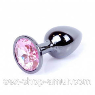 Анальний корок Jewellery Dark Silver зі світло-рожевим кристалом - Інтернет-магазин спільних покупок ToGether
