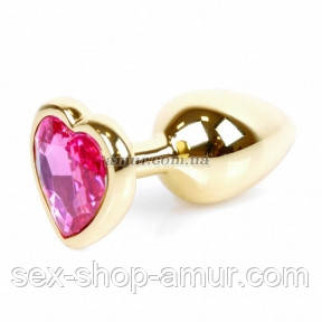 Анальний корок Jewellery Gold Heart з рожевим кристалом у формі серця - Інтернет-магазин спільних покупок ToGether
