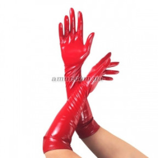 Глянсові вінілові рукавички Art of Sex — Lora, червоні M - Інтернет-магазин спільних покупок ToGether