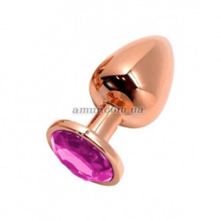 Анальна пробка Wooomy Traalo Rose Gold Metal Plug L, з фіолетовим каменем - Інтернет-магазин спільних покупок ToGether
