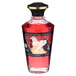 Розігрівальна олія Shunga Aphrodisiac Warming Oil — Sparkling Strawberry Wine (100 мл) - Інтернет-магазин спільних покупок ToGether