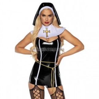 Провокаційний вініловий костюм сестри-монахіні Leg Avenue Vinyl Sinful Sister XS - Інтернет-магазин спільних покупок ToGether