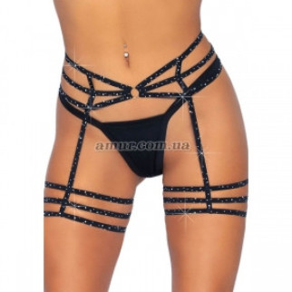 Пояс із підв'язками та стразами Leg Avenue Rhinestone garter strapps, One Size - Інтернет-магазин спільних покупок ToGether