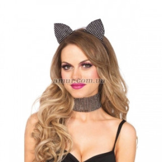 Гламурний набір Кішка зі стразами: чокер і вушка Leg Avenue Cat ear headband choker set - Інтернет-магазин спільних покупок ToGether