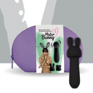 Мінівібратор FeelzToys Mister Bunny, чорний, з двома насадками - Інтернет-магазин спільних покупок ToGether