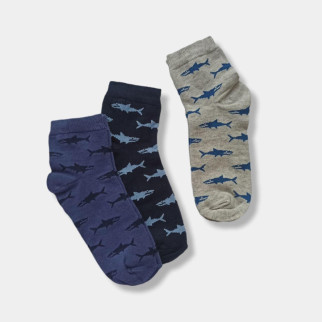 Шкарпетки для хлопчика з принтом акули Twinsocks р-22-24(34-37) чорний, синій, сірий - Інтернет-магазин спільних покупок ToGether